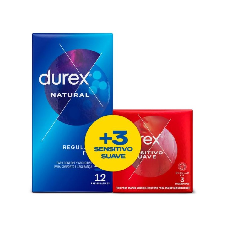 Duplo Preservativos Natural 12 ud + Sensitivo 3 ud